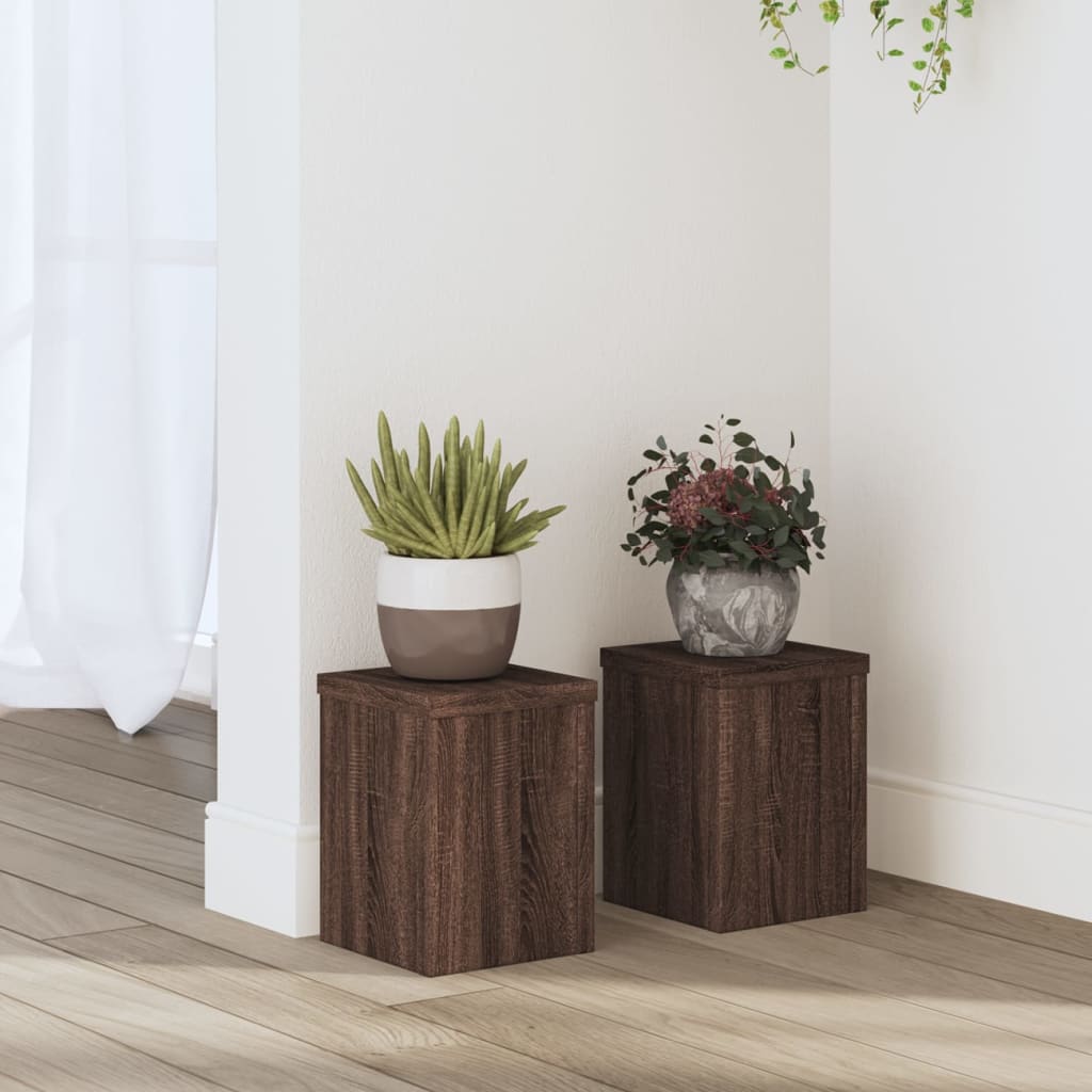 Vetonek Soportes de plantas 2 uds madera marrón roble 15x15x20 cm