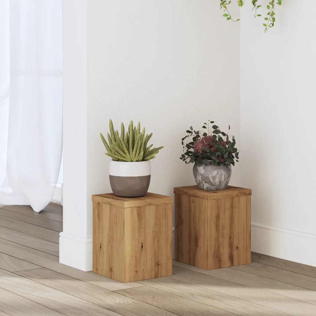 Vetonek Soportes de plantas 2 uds madera roble artisian 15x15x20 cm