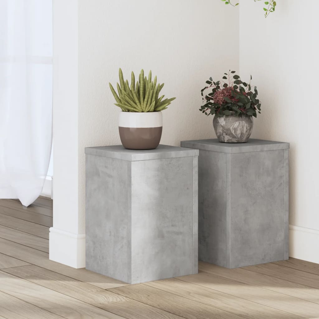 Vetonek Soportes de plantas 2 uds madera gris hormigón 20x20x30 cm