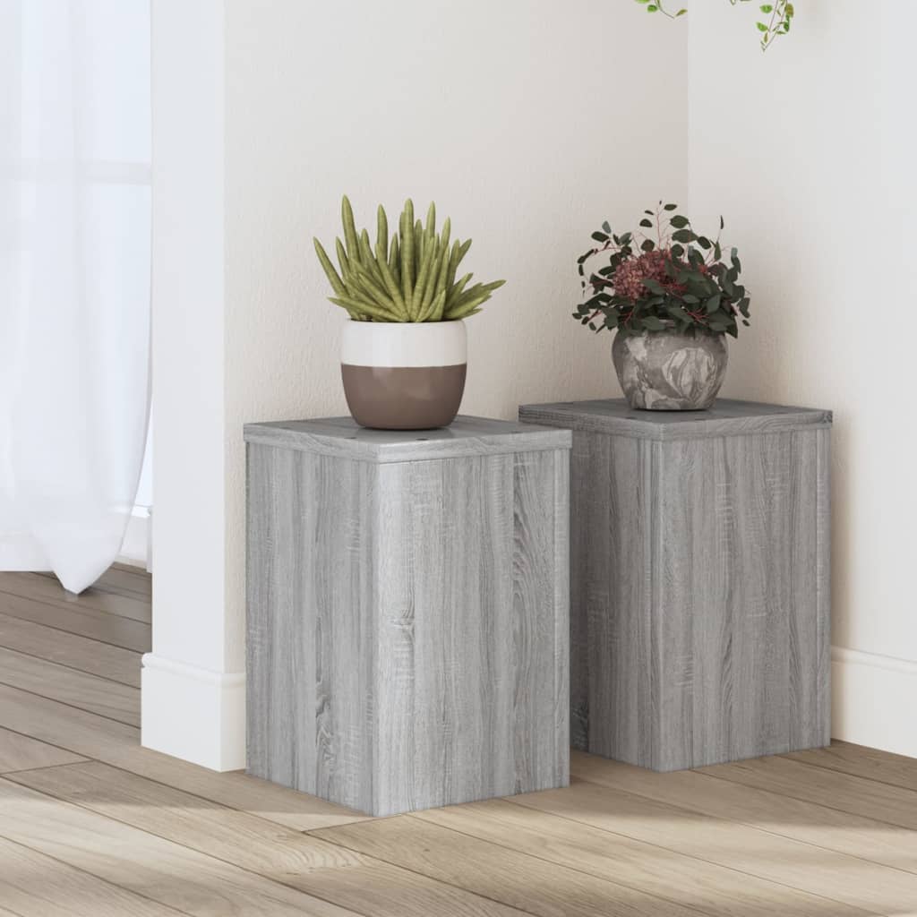 Vetonek Soportes de plantas 2 uds madera gris Sonoma 20x20x30 cm