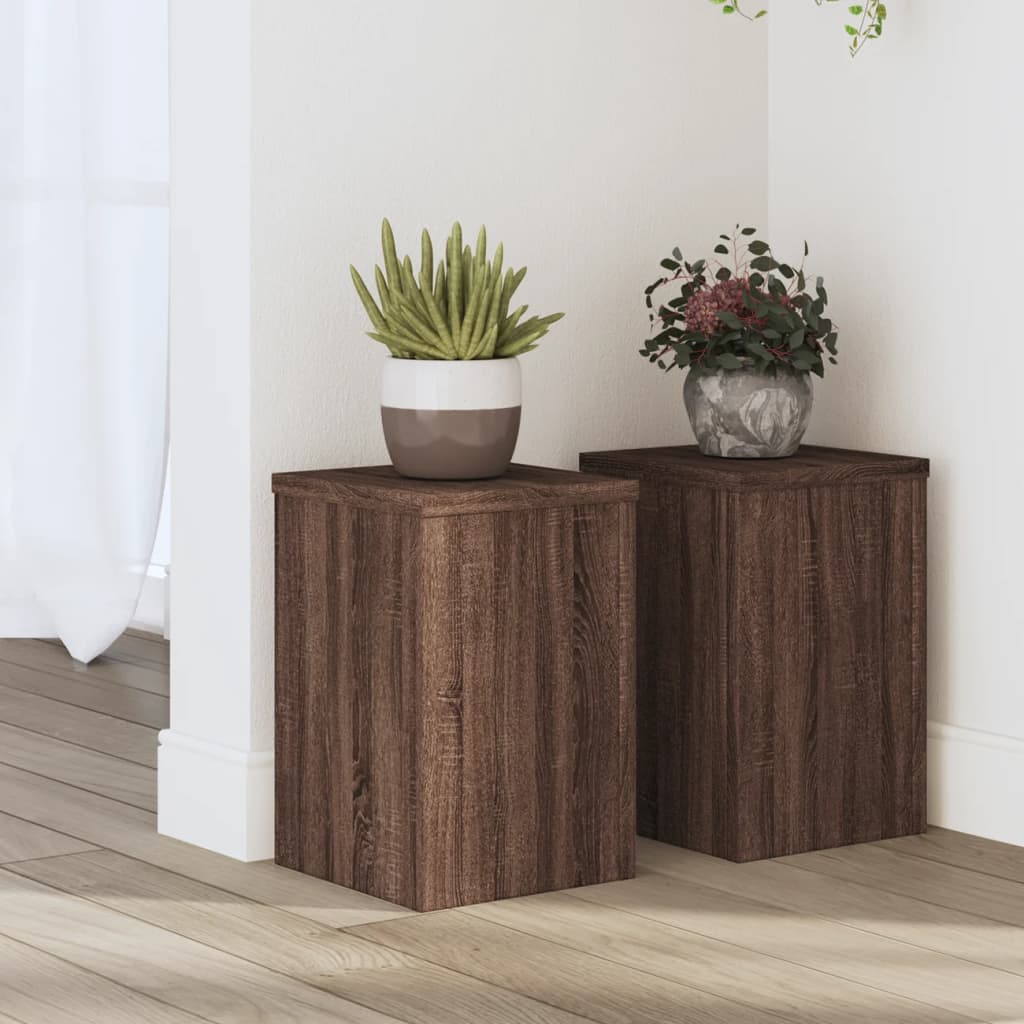 Vetonek Soportes de plantas 2 uds madera marrón roble 20x20x30 cm