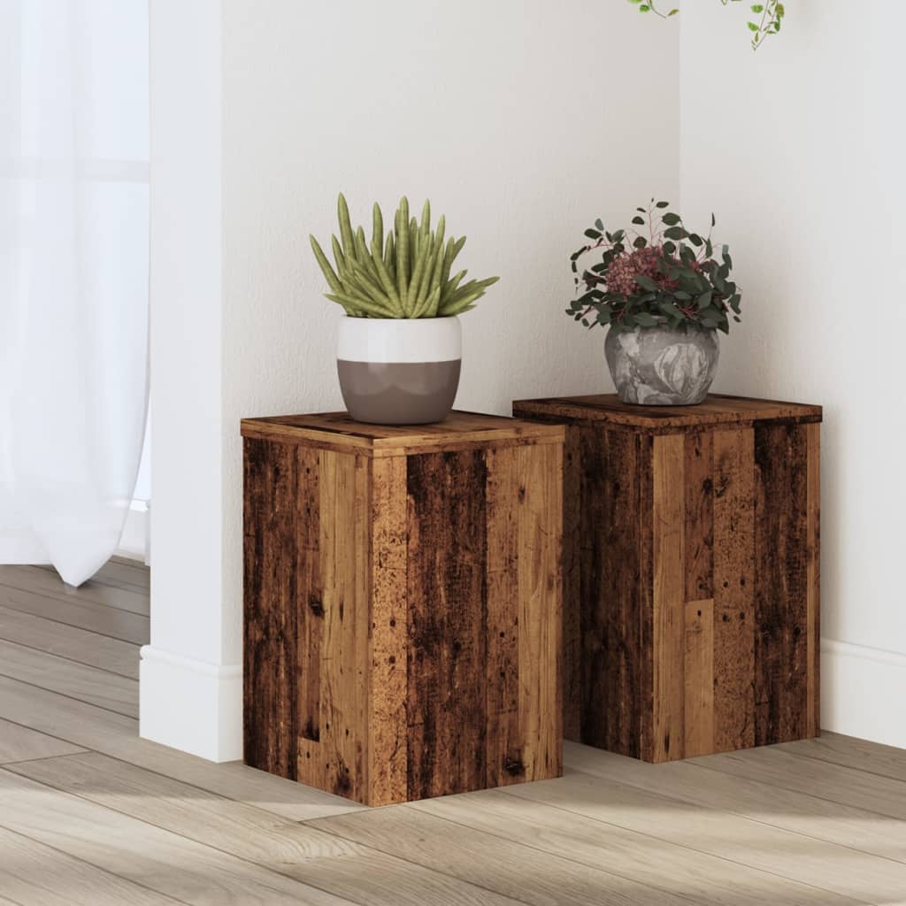 Vetonek Soportes de plantas 2 uds madera roble envejecido 20x20x30 cm