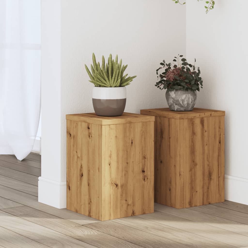 Vetonek Soportes de plantas 2 uds madera roble artisian 20x20x30 cm