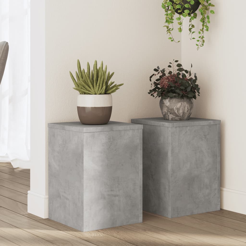 Vetonek Soportes de plantas 2 uds madera gris hormigón 25x25x35 cm