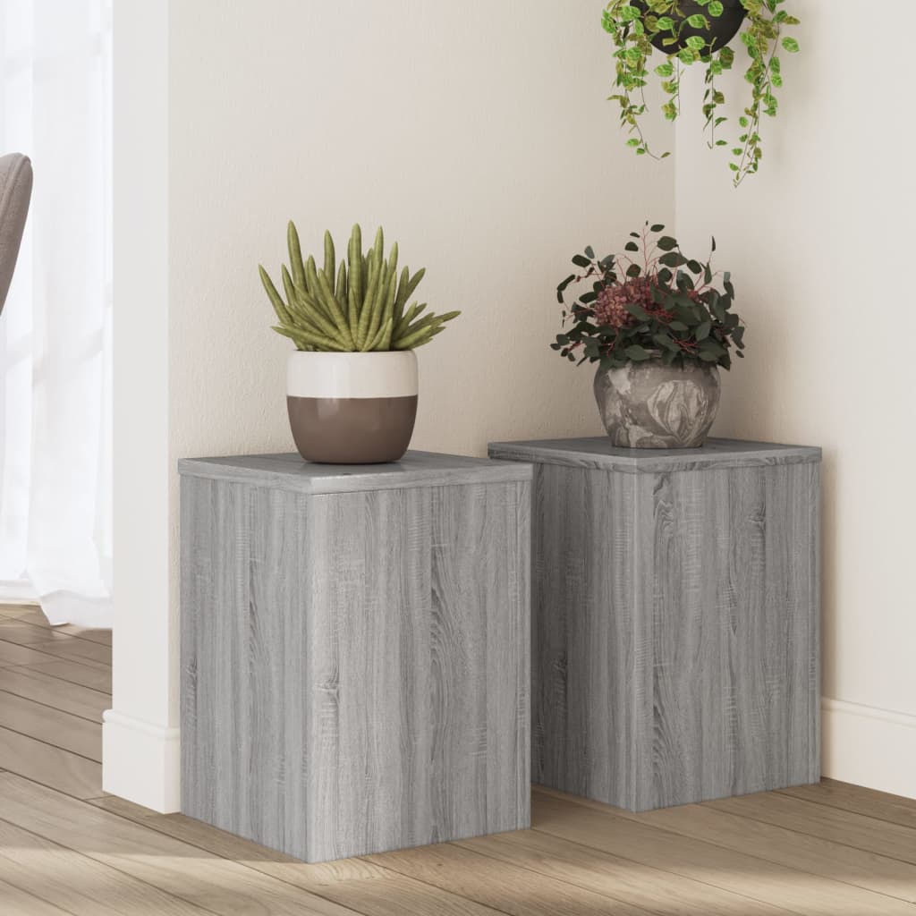 Vetonek Soportes de plantas 2 uds madera gris Sonoma 25x25x35 cm