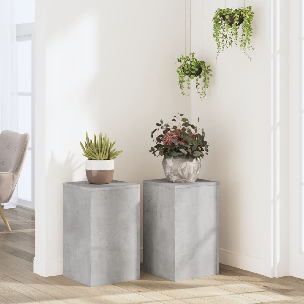 Vetonek Soportes de plantas 2 uds madera gris hormigón 30x30x50 cm