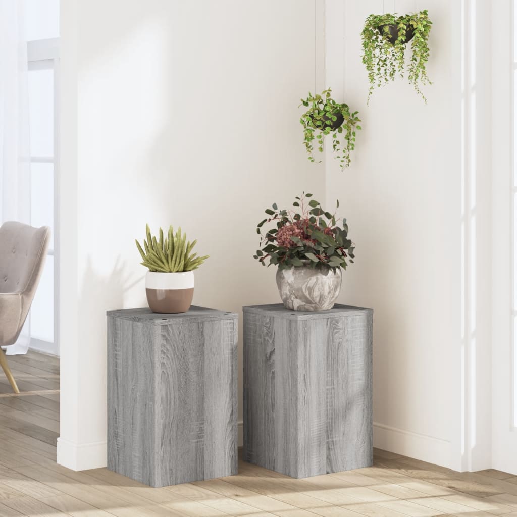 Vetonek Soportes de plantas 2 uds madera gris Sonoma 30x30x50 cm