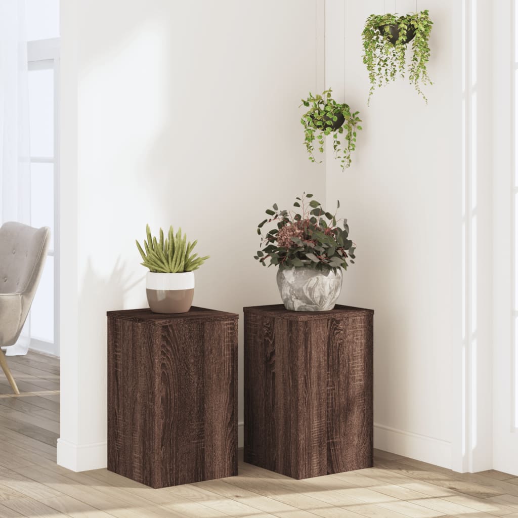 Vetonek Soportes de plantas 2 uds madera marrón roble 30x30x50 cm