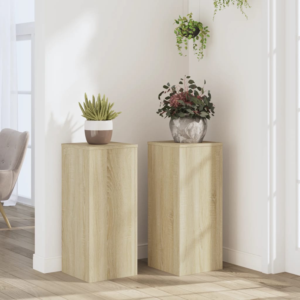 Vetonek Soportes de plantas 2 uds madera roble Sonoma 30x30x70 cm