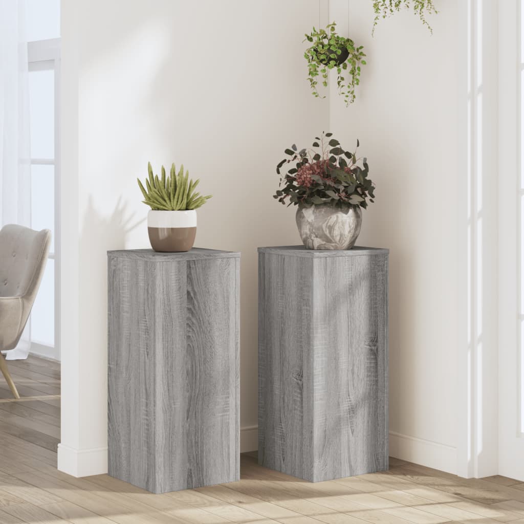 Vetonek Soportes de plantas 2 uds madera gris Sonoma 30x30x70 cm