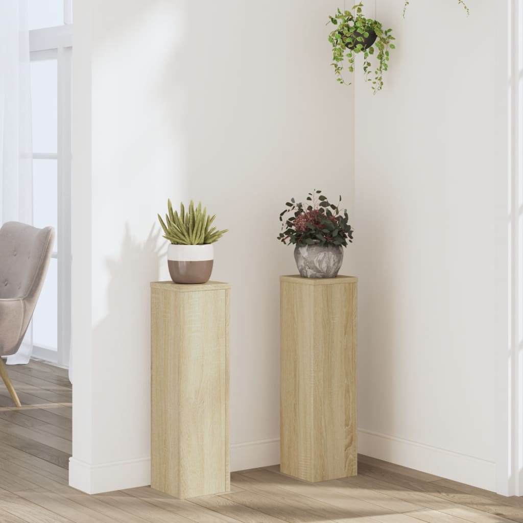 Vetonek Soportes de plantas 2 uds madera roble Sonoma 17x17x60 cm