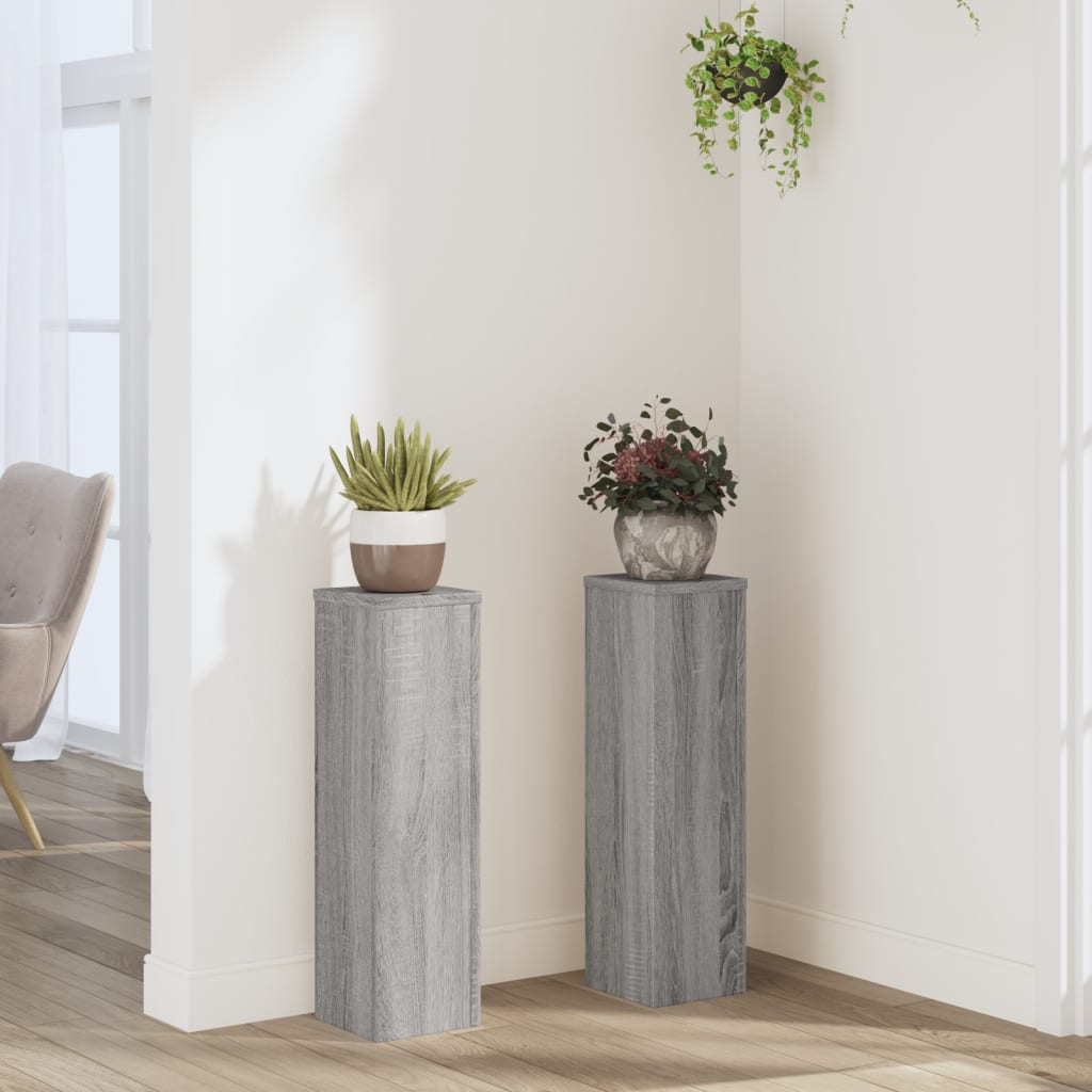 Vetonek Soportes de plantas 2 uds madera gris Sonoma 17x17x60 cm