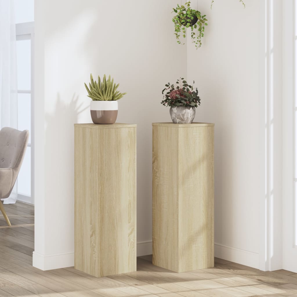 Vetonek Soportes de plantas 2 uds madera roble Sonoma 25x25x80 cm