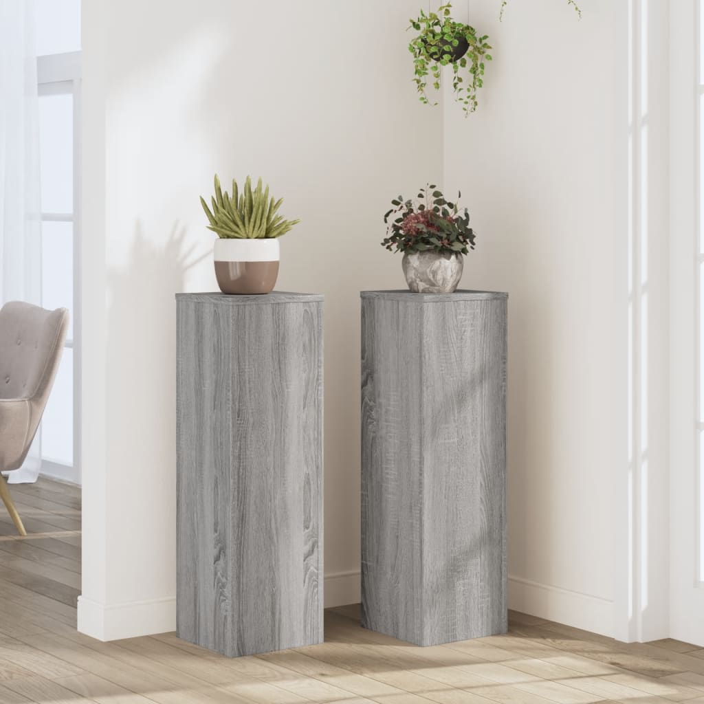 Vetonek Soportes de plantas 2 uds madera gris Sonoma 25x25x80 cm