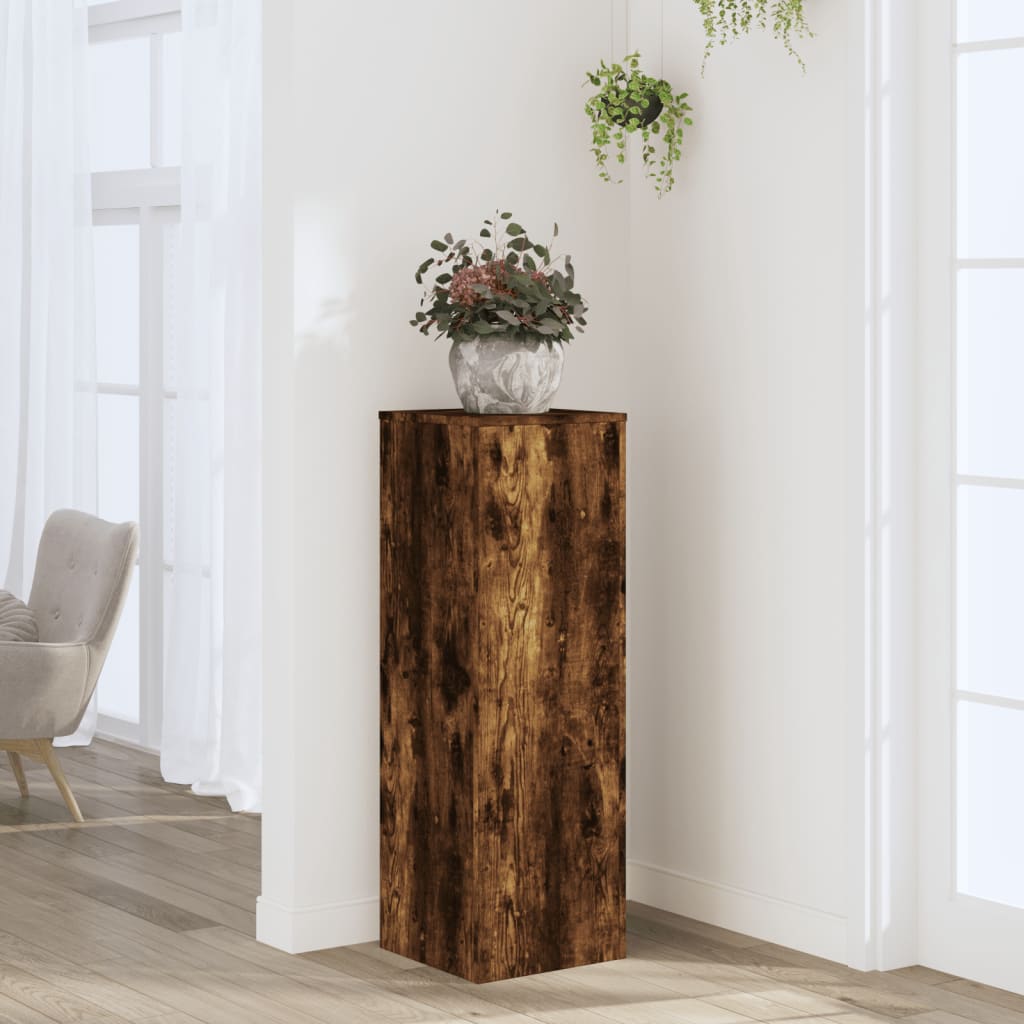 Vetonek Soportes de plantas madera ingeniería roble ahumado 33x33x100cm