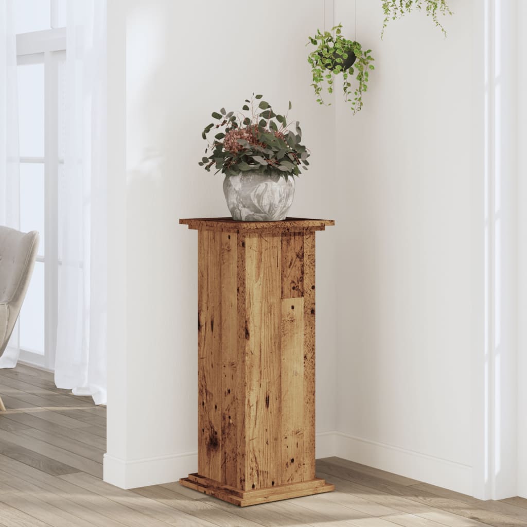 Vetonek Soportes de plantas madera ingeniería envejecida 33x33x80 cm