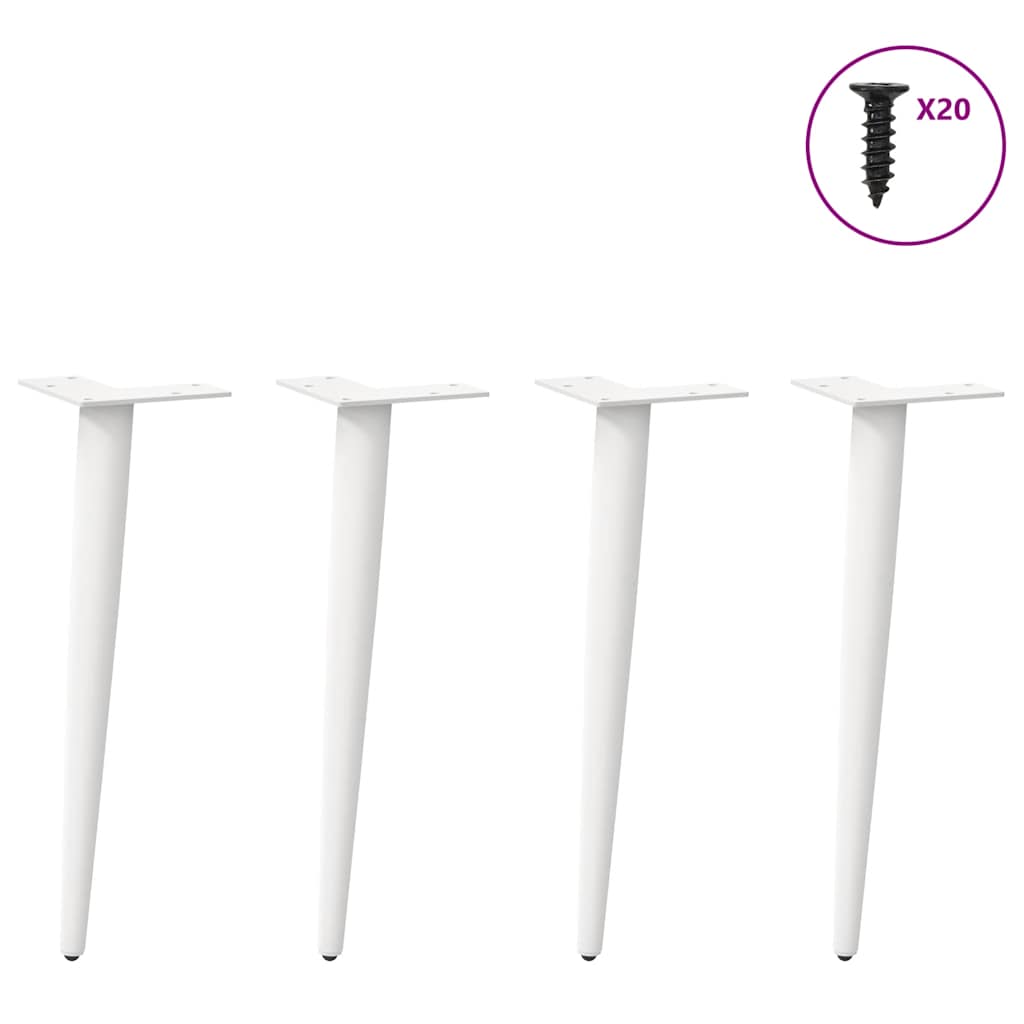 Patas para mesa de centro cónicas 4 uds acero blanco 30-31 cm