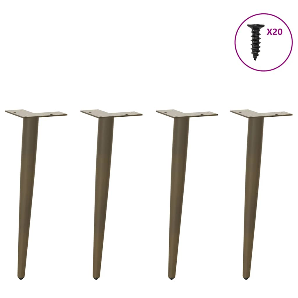 Patas para mesa de centro cónicas 4 uds acero natural 30-31cm