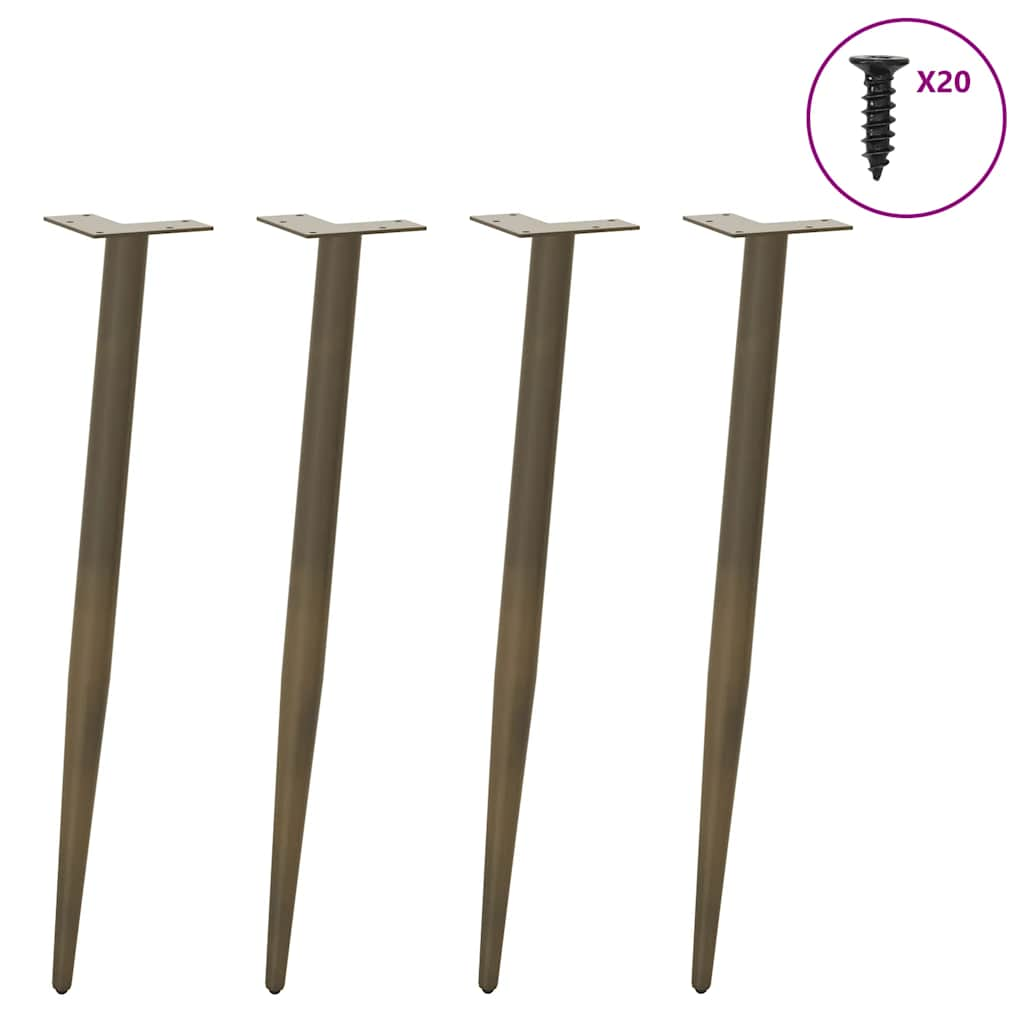 Patas para mesa de centro cónicas 4 uds acero natural 72-73cm