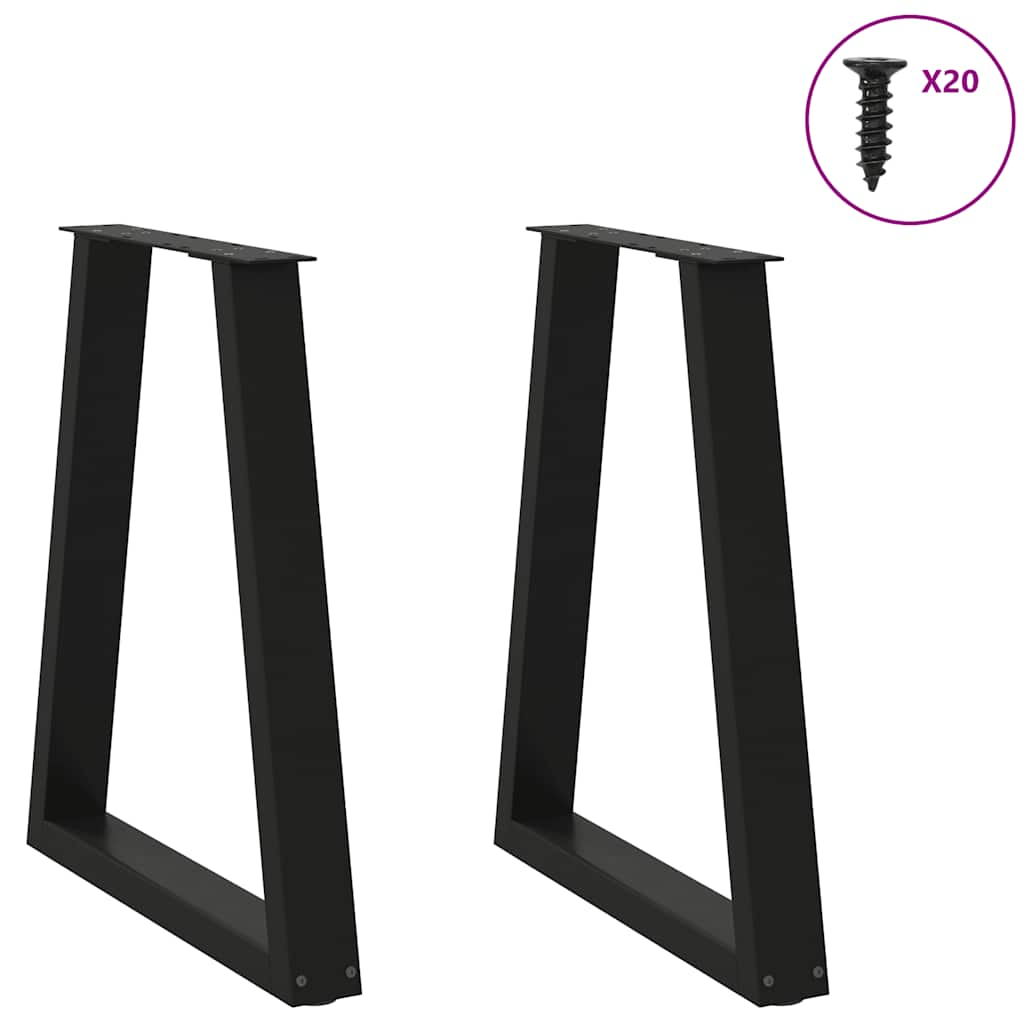 Central table legs in v 2 units black steel