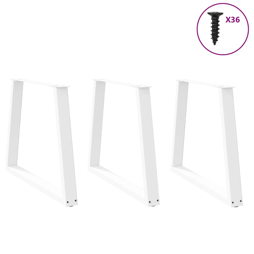 Patas para mesa de comedor en forma de V 3 uds acero blanco