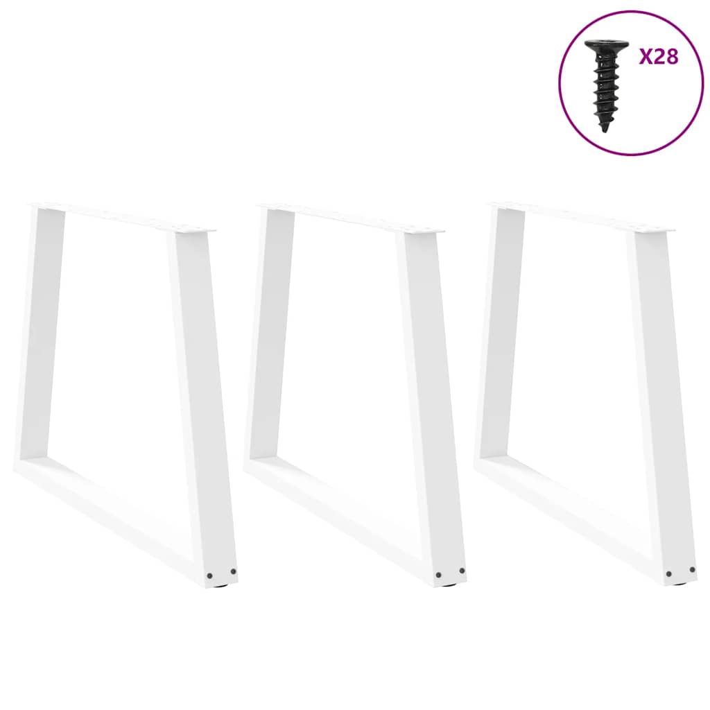 Patas para mesa de comedor en forma de V 3 uds acero blanco