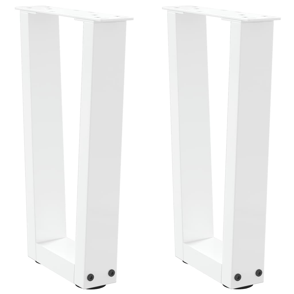 Vetonek Patas para mesa de comedor en forma de V 2 uds blanco acero