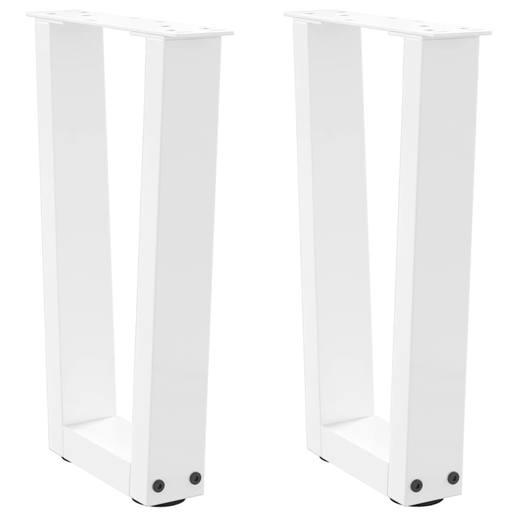 Vetonek Patas para mesa de comedor en forma de V 2 uds blanco acero