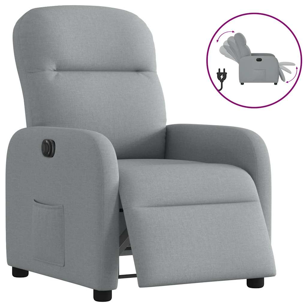 Vetonek Sillón reclinable eléctrico tela gris claro