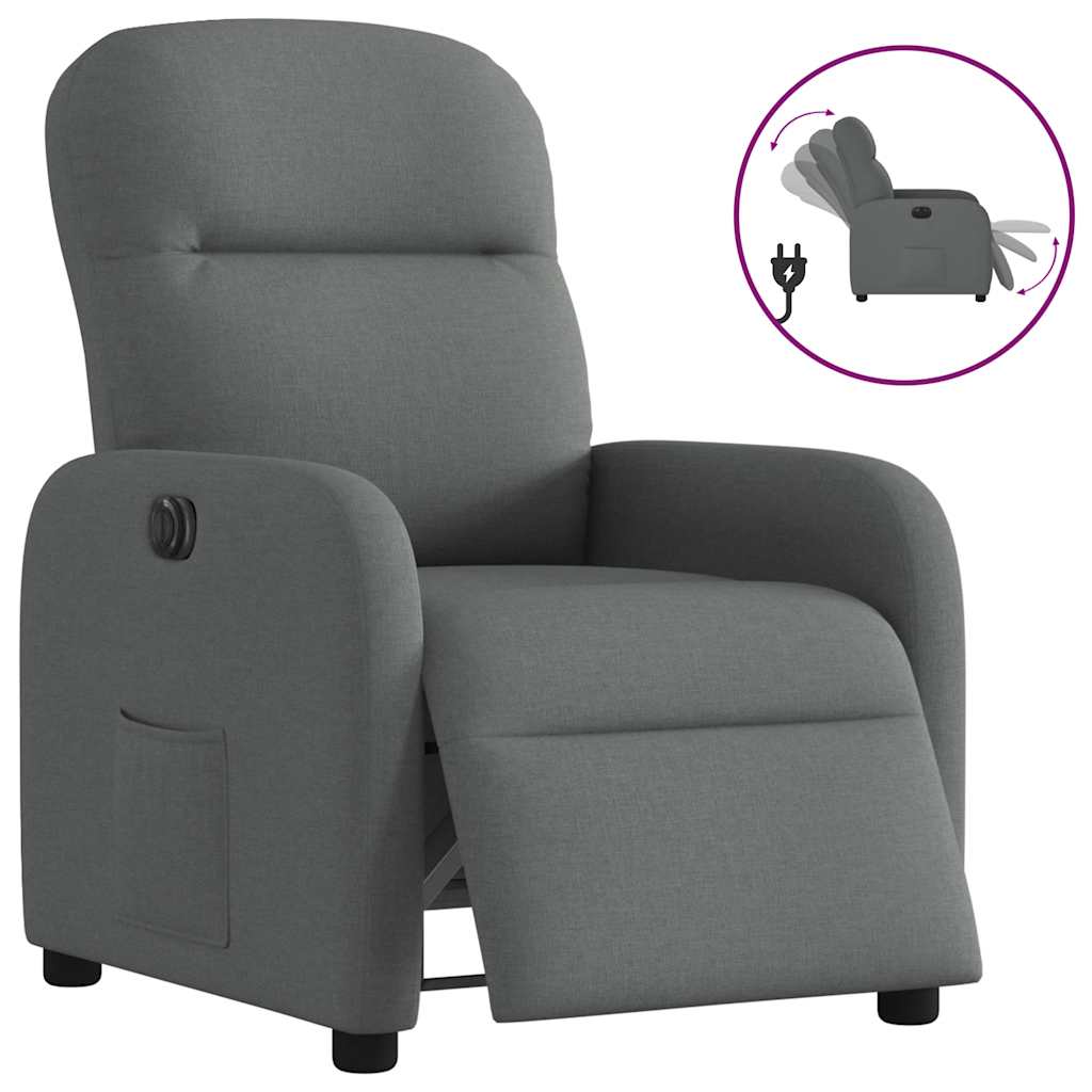 Vetonek Sillón reclinable eléctrico de tela gris oscuro