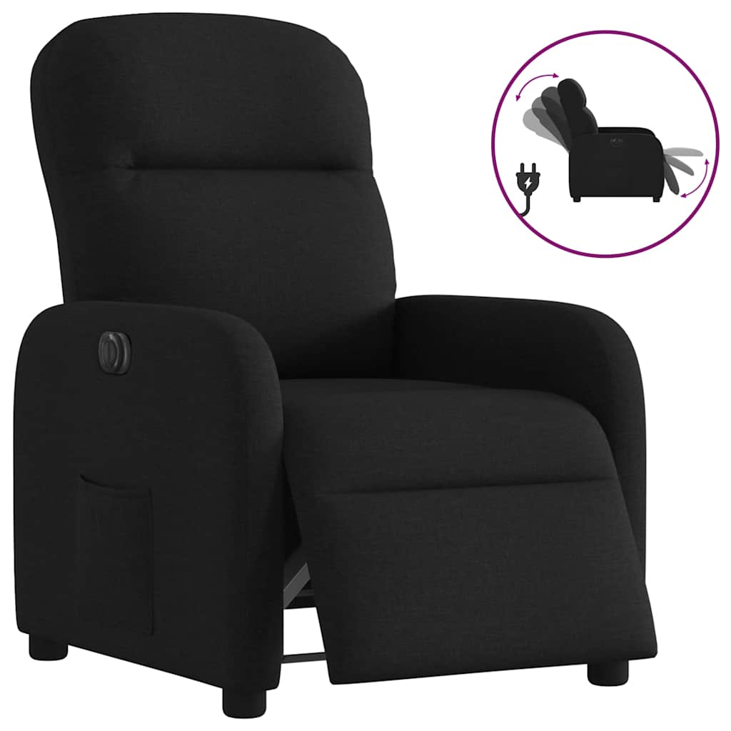 Vetonek Sillón reclinable eléctrico de tela negro