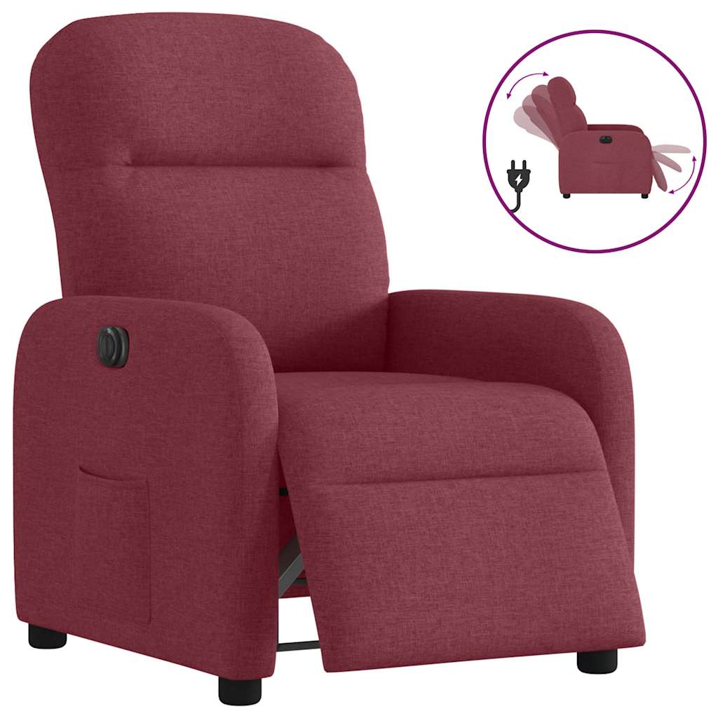 Vetonek Sillón reclinable eléctrico tela rojo tinto