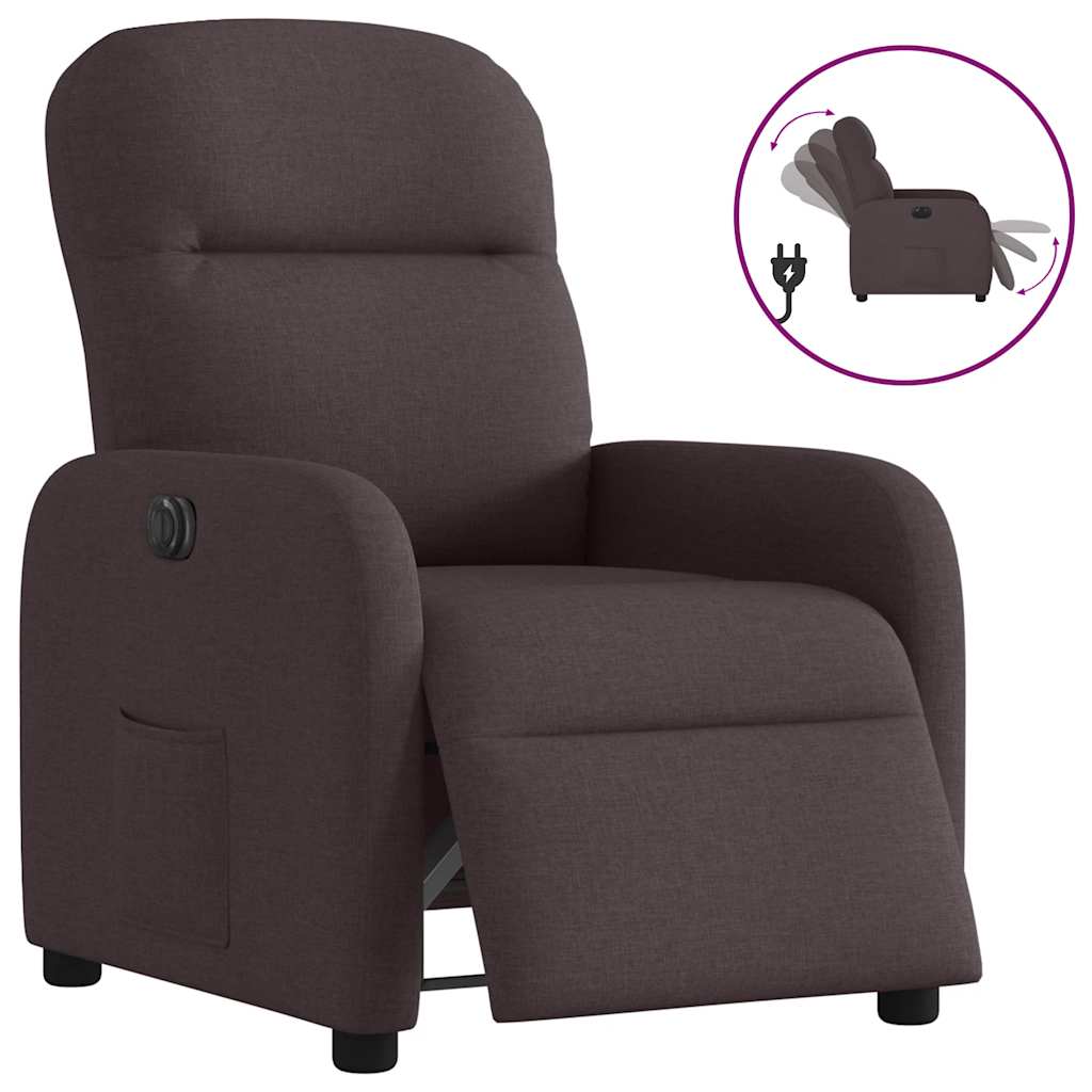 Vetonek Sillón reclinable eléctrico tela marrón oscuro