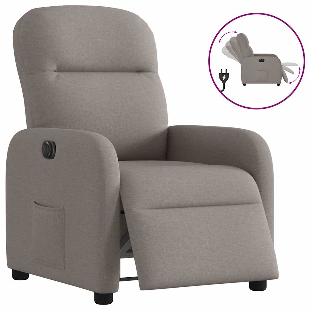 Vetonek Sillón reclinable eléctrico tela gris taupé