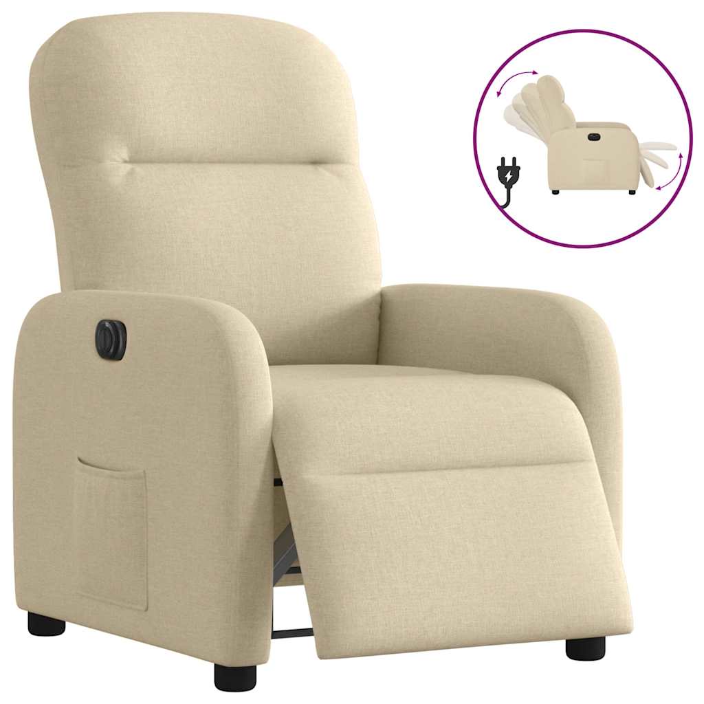 Vetonek Sillón reclinable eléctrico de tela crema