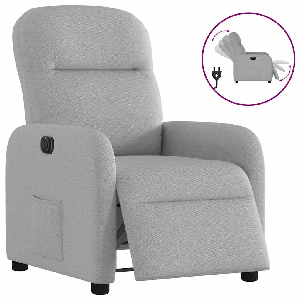 Vetonek Sillón reclinable eléctrico de tela gris nube