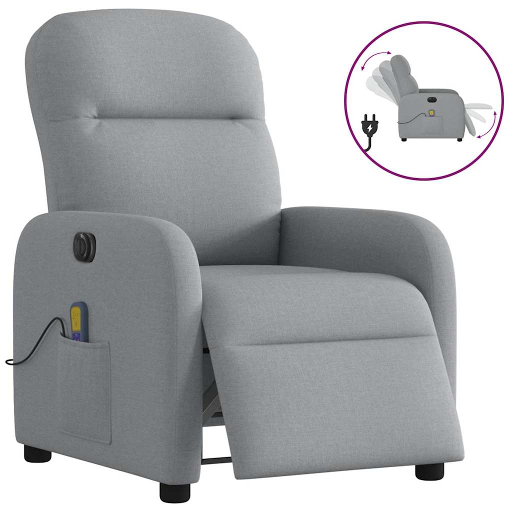 Vetonek Sillón reclinable de masaje eléctrico tela gris claro