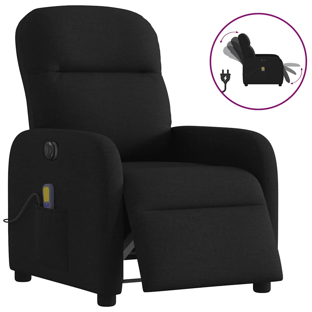 Vetonek Sillón reclinable de masaje eléctrico tela negro