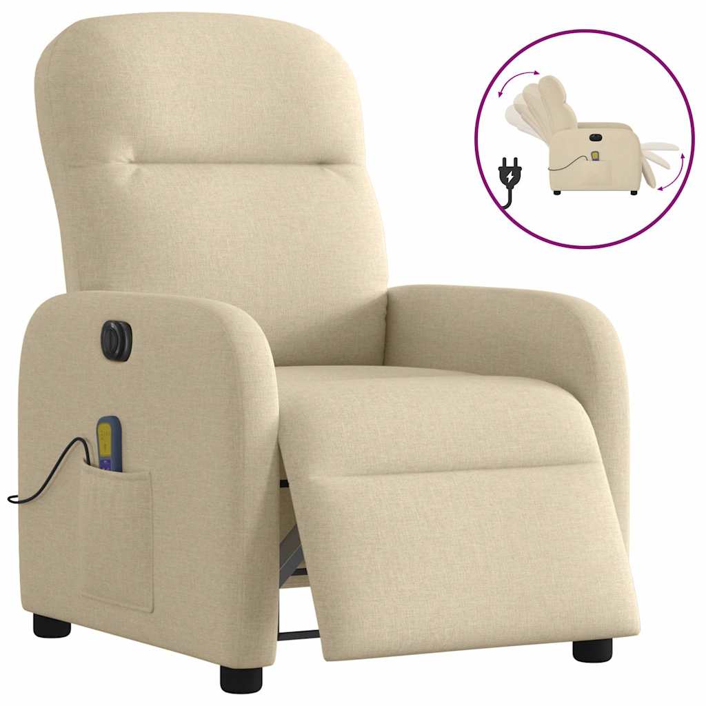 Vetonek Sillón reclinable de masaje eléctrico tela color crema