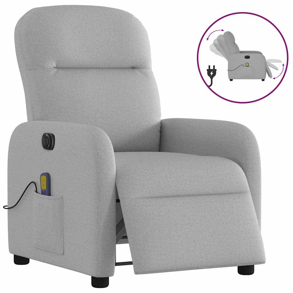 Vetonek Sillón reclinable de masaje eléctrico tela gris nube