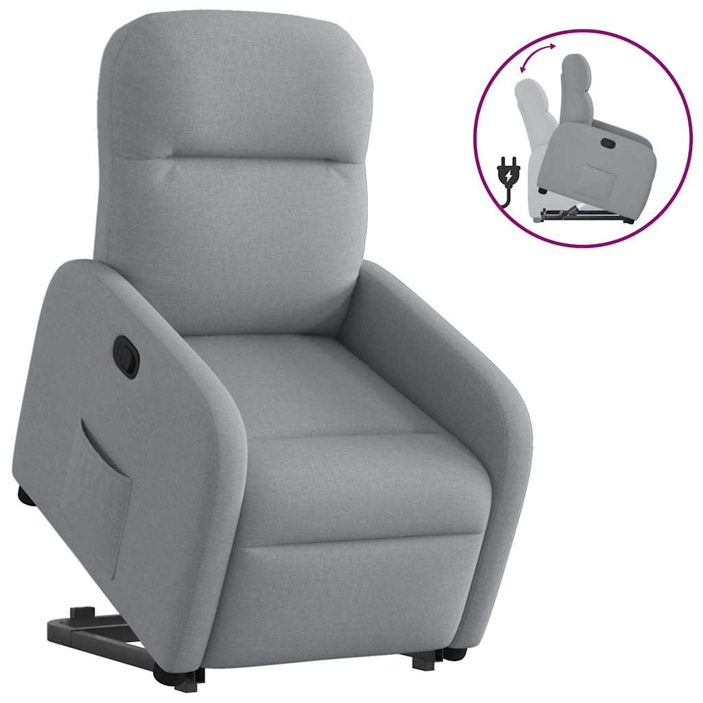 Vetonek Sillón reclinable elevable de tela gris claro