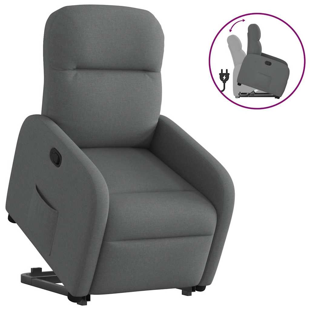 Vetonek Sillón reclinable elevable de tela gris oscuro