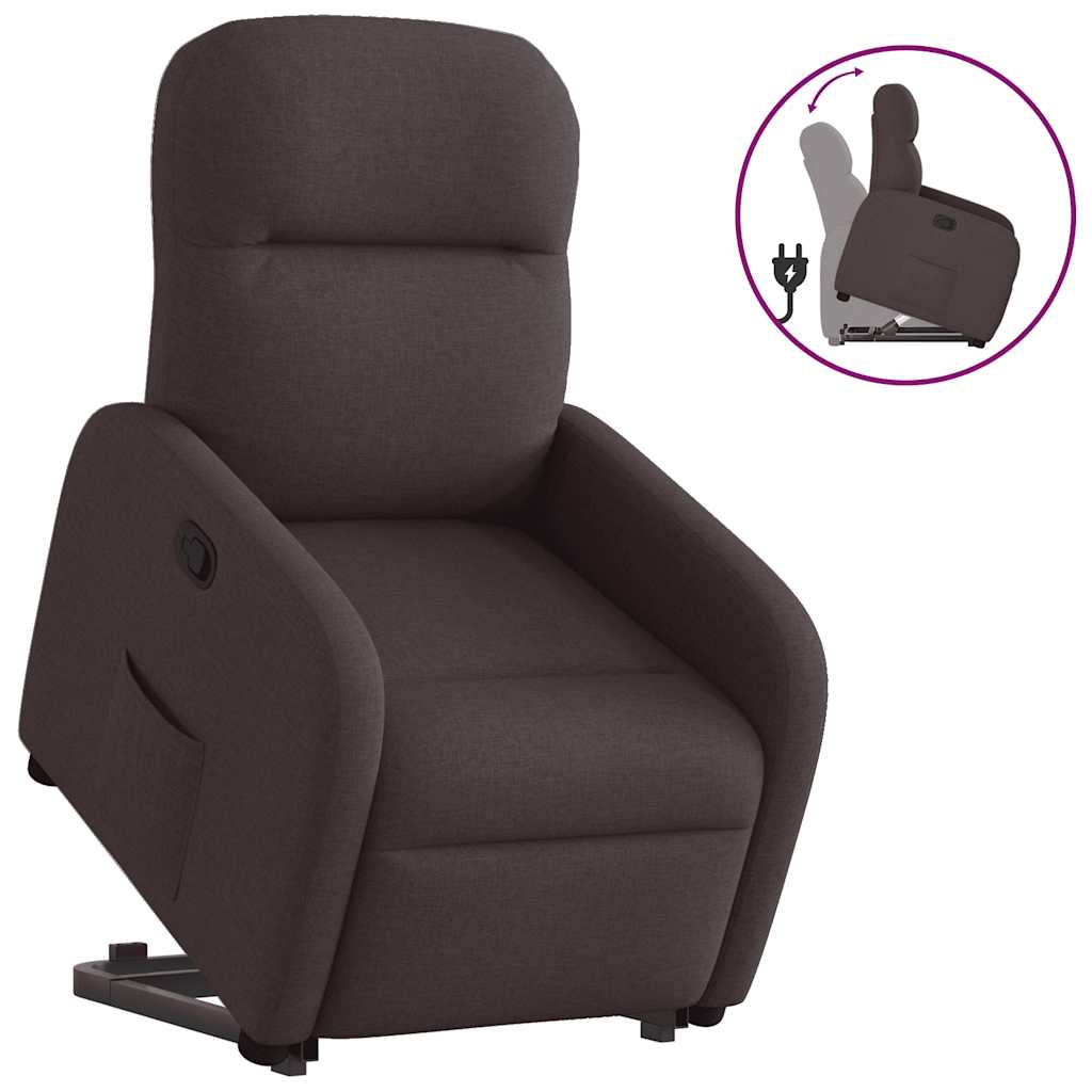 Vetonek Sillón reclinable elevable tela marrón oscuro