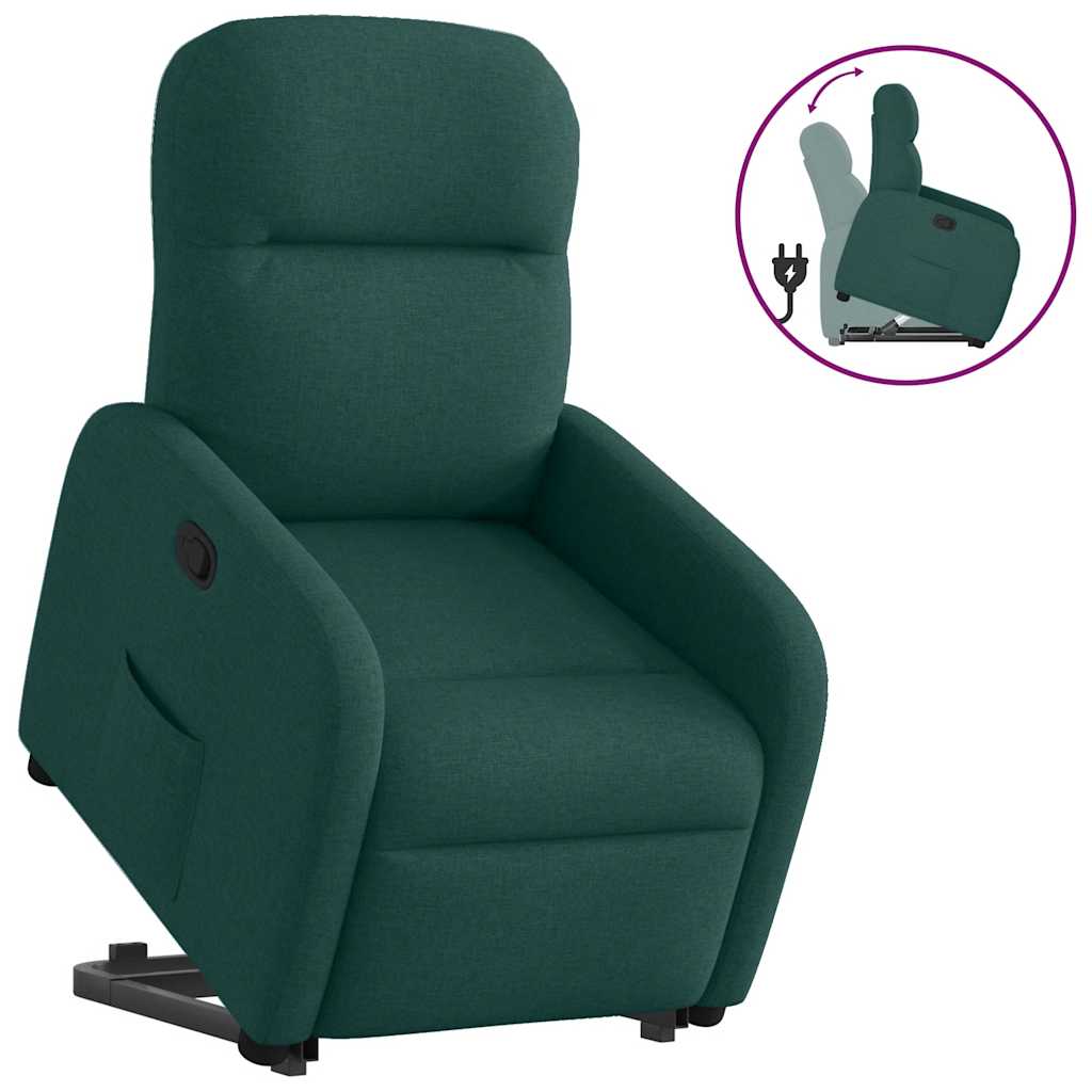 Vetonek Sillón reclinable elevable tela verde oscuro