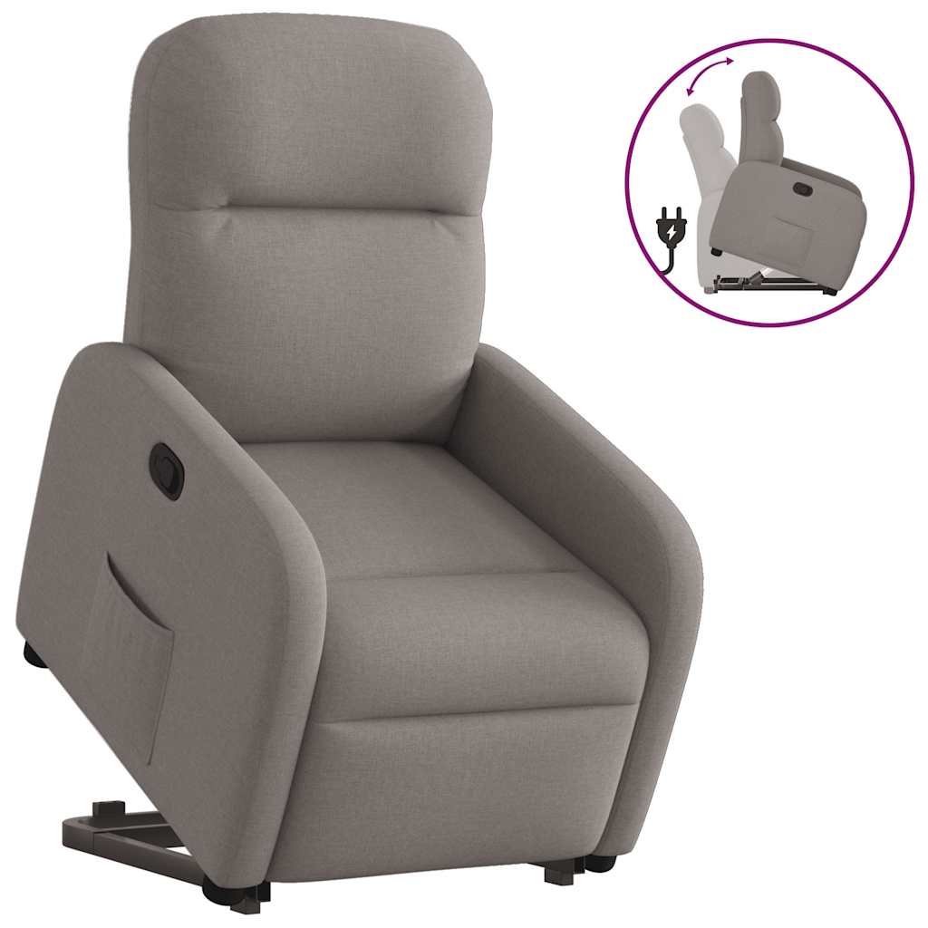 Vetonek Sillón reclinable elevable tela gris taupe