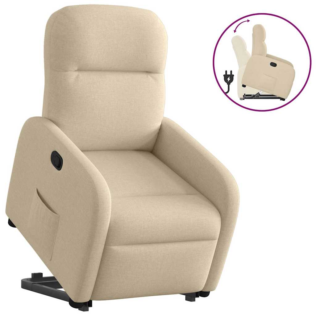 Vetonek Sillón reclinable elevable de tela color crema