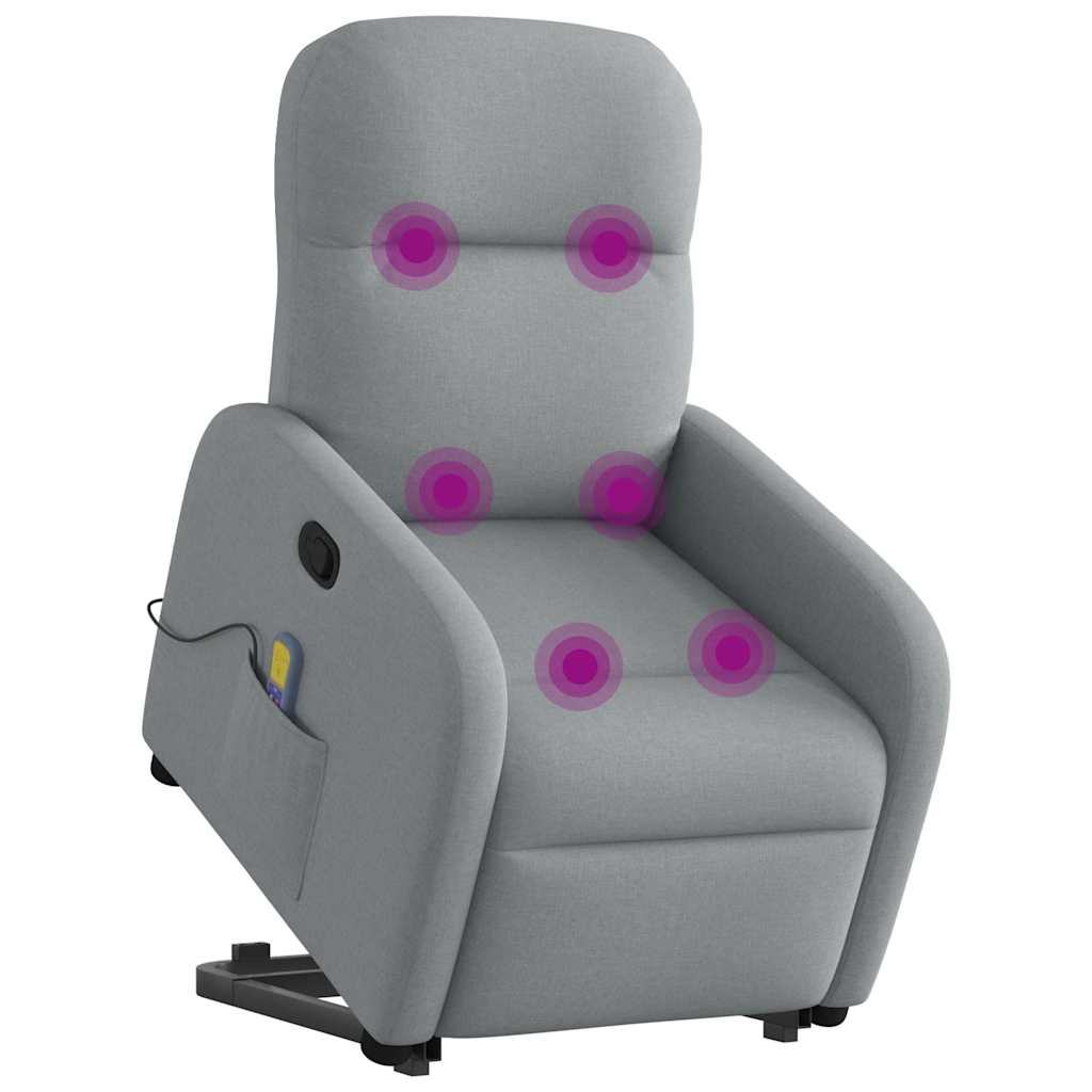 Reclining massage armchair with a light gray foot foot