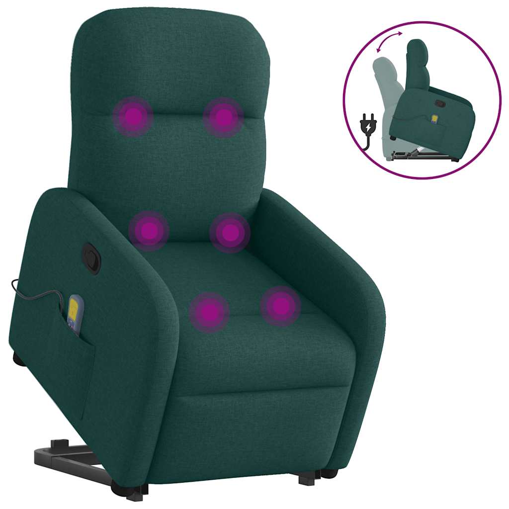 Vetonek Silla de masaje reclinable de pie de tela verde oscura