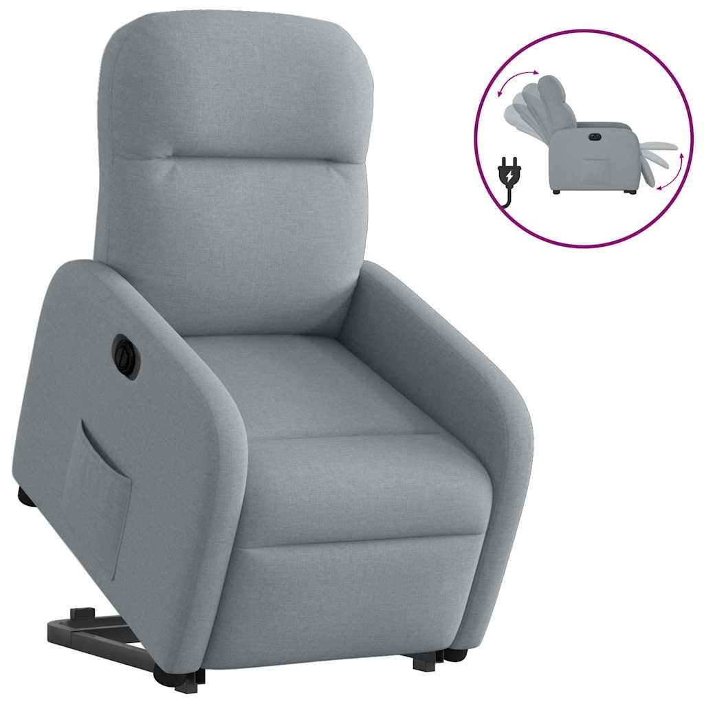 Vetonek Sillón eléctrico reclinable elevable de tela gris claro