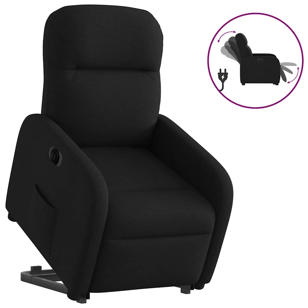 Vetonek Sillón eléctrico reclinable elevable de tela negro